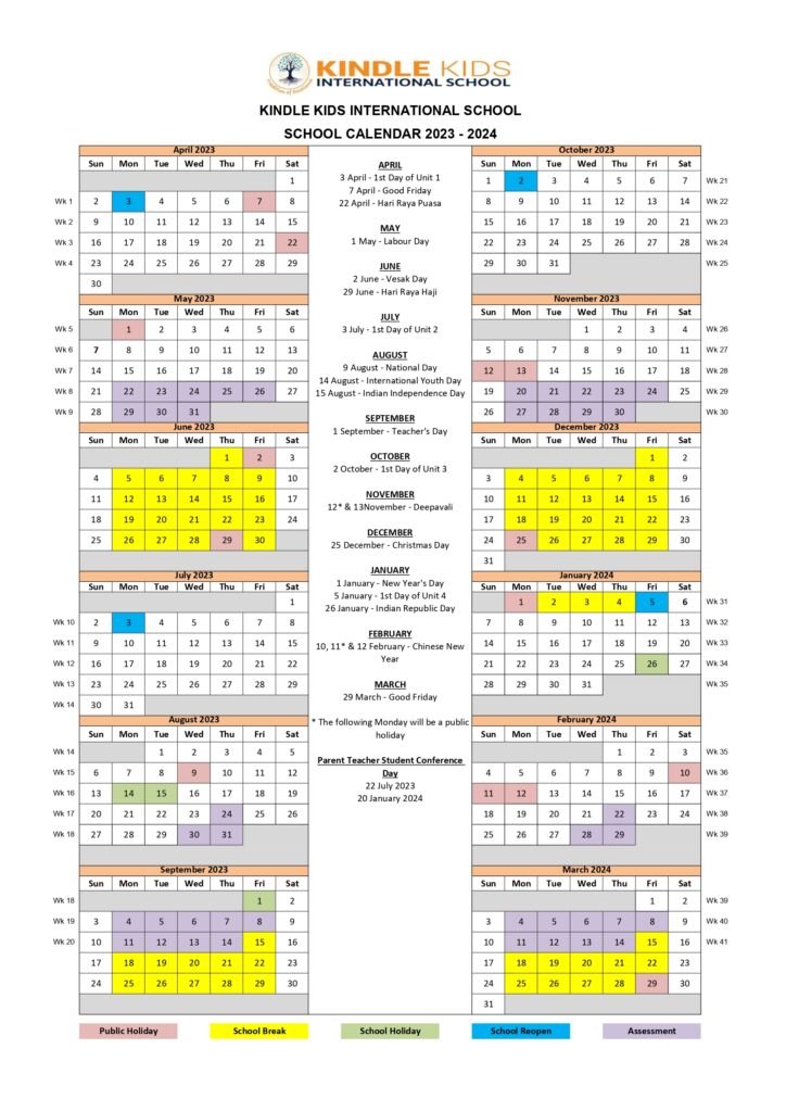 KKIS School Calendar 2023-2024